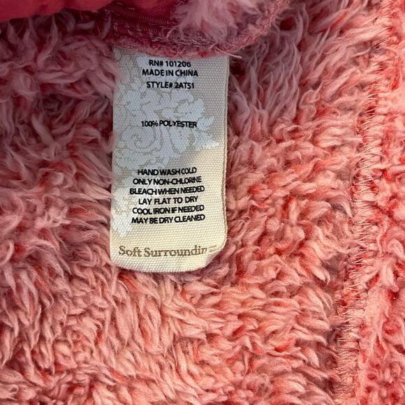 Soft Surroundings Coral Pink‎ Fuzzy Fleece Quarter Zip Pullover Tunic Top - Picture 6 of 6
